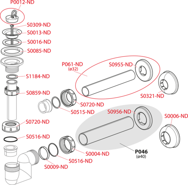 Sifón bidetový DN40 nízky - Image 3